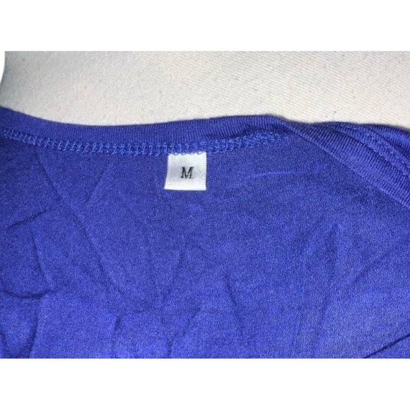 Womens Long-Sleeve Royal Blue Maxi Dress Sz Medium Stretchy Fabric Scoop Neck Ca - Picture 3 of 11